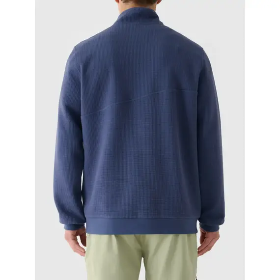 4F bluza z dzianiny o waflowym splocie z zamkiem 1/3  4FWAW25TSWSM1930 niebieski