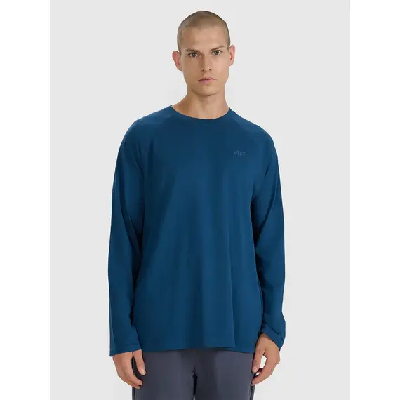 4F koszulka z długim rękawem męska longsleeve 4FWAW25TLONM474 niebieski
