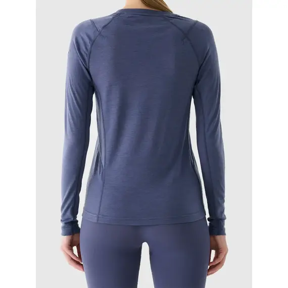 4F bluzka damska z długim rękawem z wełny merino 4FWAW25TFLOF433 niebieski