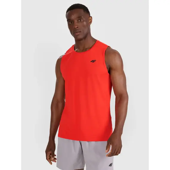 4F koszulka męska bez rękawów treningowa 4FWAW25TFSLM554 czerwony