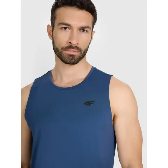 4F koszulka męska bez rękawów treningowa 4FWAW25TFSLM554 niebieski