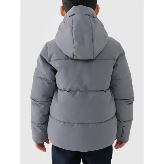 4F kurtka puchowa chłopięca pikowana narciarska 4FJWAW25TTJAM0822 szary