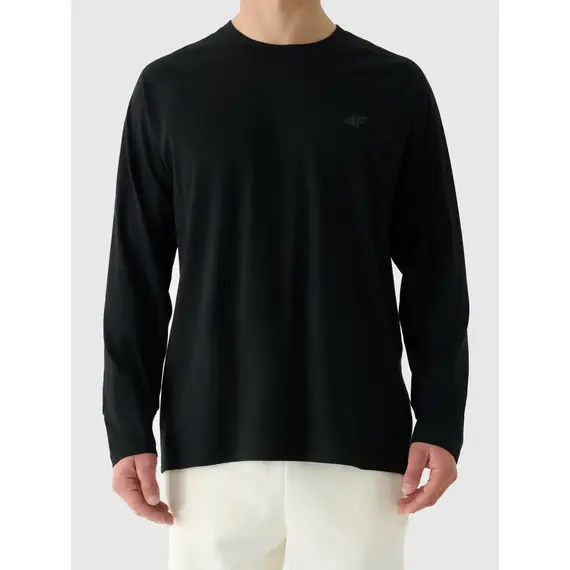 4F koszulka z długim rękawem męska longsleeve 4FWAW25TLONM474 czarny