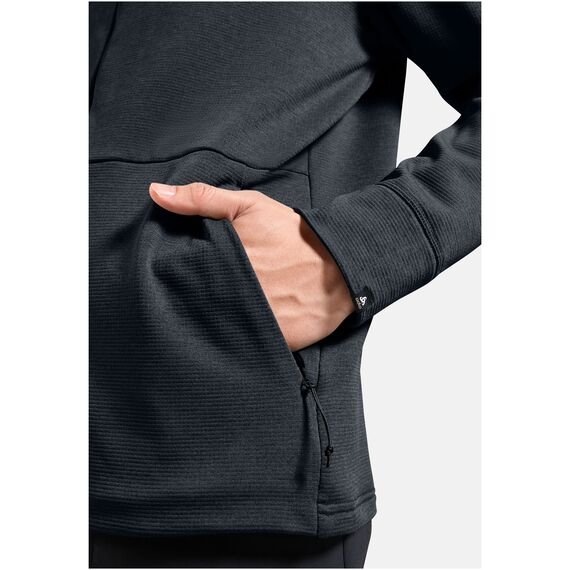 Bluza bez kaptura rozpinana Odlo Mid layer full zip GRID FLEECE czarna, Kolor: czarny, Rozmiar: L, 3 zdjęcie