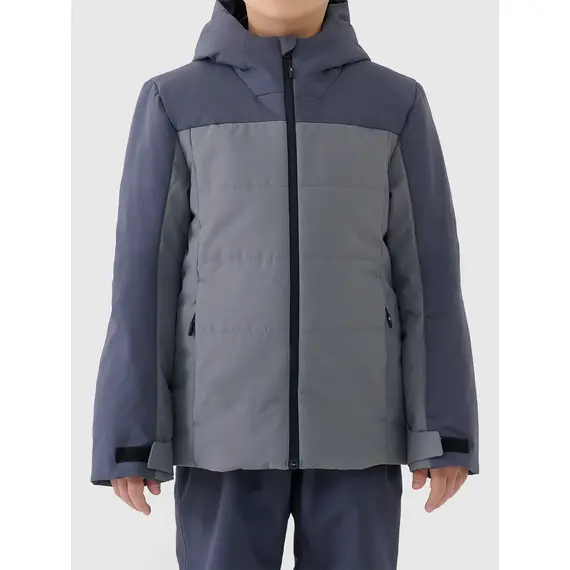 4F ocieplana kurtka narciarska dla chłopców z pikowanym torsem 4FJWAW25TTJAM0829 szara, Kolor: szary, Rozmiar: 128