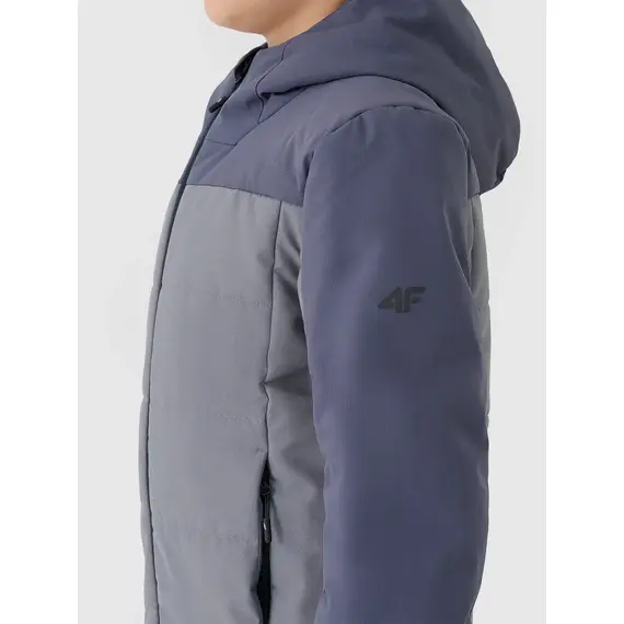 4F ocieplana kurtka narciarska dla chłopców z pikowanym torsem 4FJWAW25TTJAM0829 szara, Kolor: szary, Rozmiar: 158, 2 zdjęcie