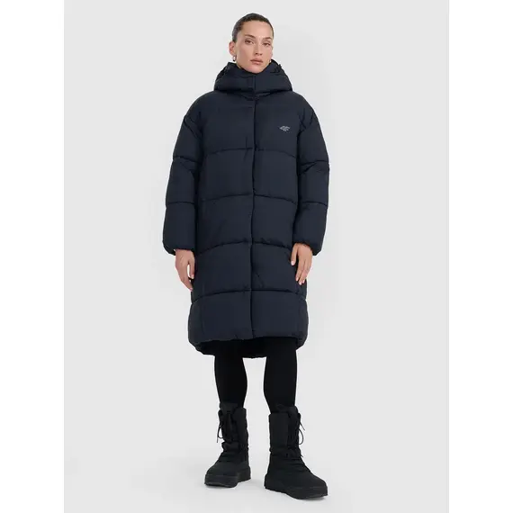 4F kurtka damska zimowa puchowa za kolana 4FWAW25TDJAF588 czarna, Kolor: czarny, Rozmiar: XL, 3 zdjęcie