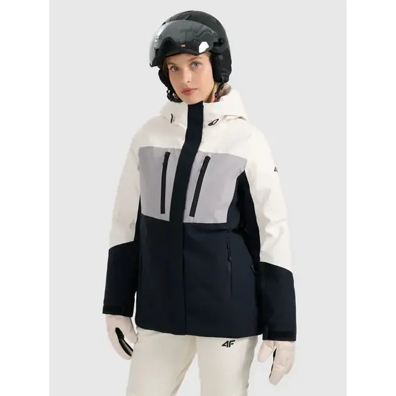 4F kurtka narciarska damska ocieplana membrana 10000 4FWAW25TTJAF0996 biała, Kolor: biały, Rozmiar: L