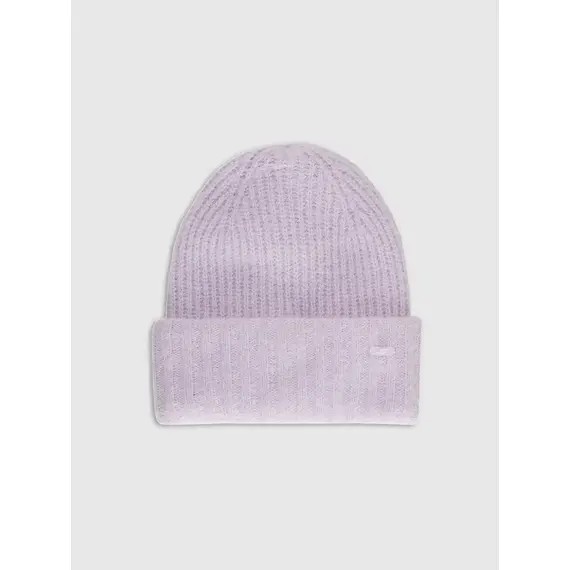 4F czapka damska zimowa beanie o prążkowanym splocie 4FWAW25ACAPF568 fioletowa, Kolor: fioletowy, Rozmiar: S
