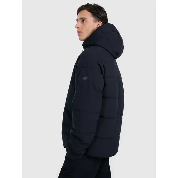 4F kurtka męska puchowa z kapturem z wypełnieniem syntetycznym 4FWAW25TDJAM0710 czarna, Kolor: czarny, Rozmiar: S, 3 zdjęcie