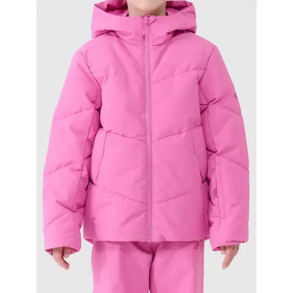 4F pikowana kurtka narciarska dla dziewczynek 4FJWAW25TTJAF0819 różowa, Kolor: różowy, Rozmiar: 134