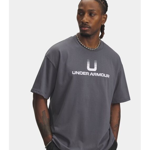 UNDER ARMOUR t-shirt męski koszulka z logo szara, Kolor: szary, Rozmiar: S