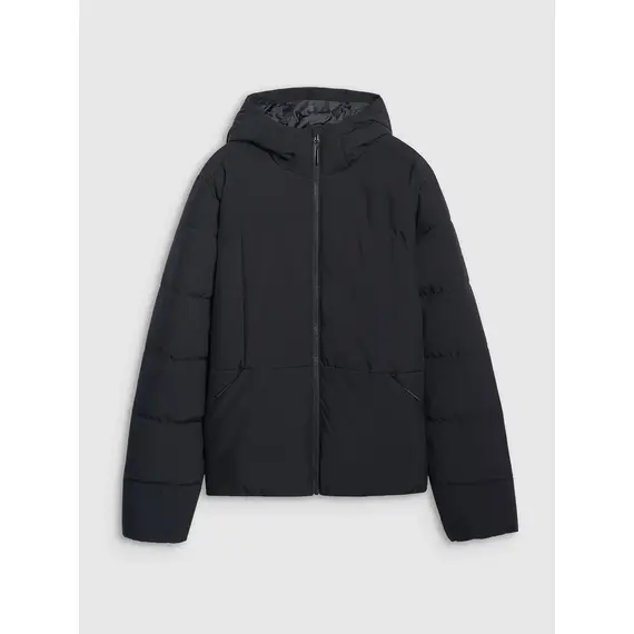 4F kurtka męska puchowa z kapturem z wypełnieniem syntetycznym 4FWAW25TDJAM0710 czarna, Kolor: czarny, Rozmiar: XXL