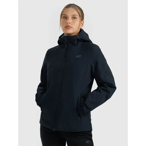 4F ocieplana kurtka narciarska damska z kieszeniami 4FWAW25TTJAF0807 czarna, Kolor: czarny, Rozmiar: XL