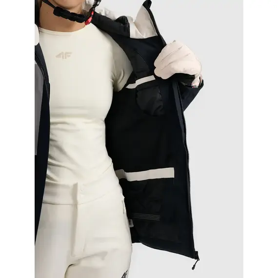 4F kurtka narciarska damska ocieplana membrana 10000 4FWAW25TTJAF0996 biała, Kolor: biały, Rozmiar: L, 4 zdjęcie