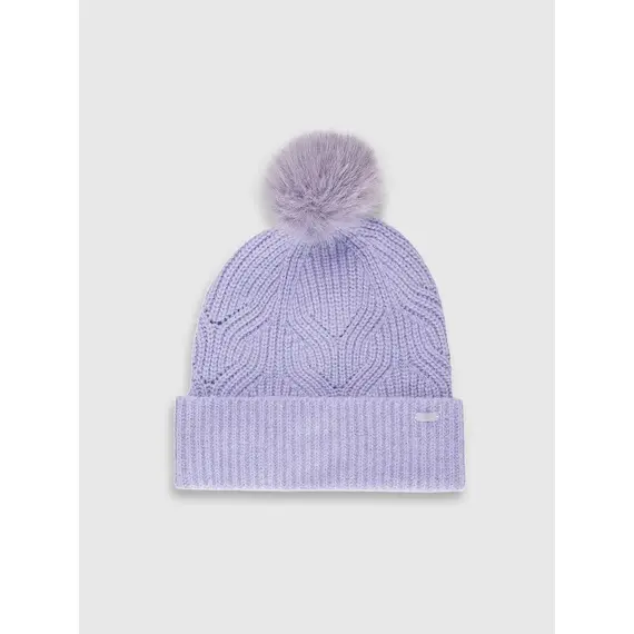 4F czapka damska zimowa z pomponem 4FWAW25ACAPF620 fioletowy, Kolor: fioletowy, Rozmiar: M