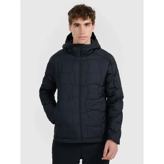 4F pikowana kurtka męska z kapturem na ocieplinie primaloft 4FWAW25TDJAM0780, Kolor: czarny, Rozmiar: 3XL