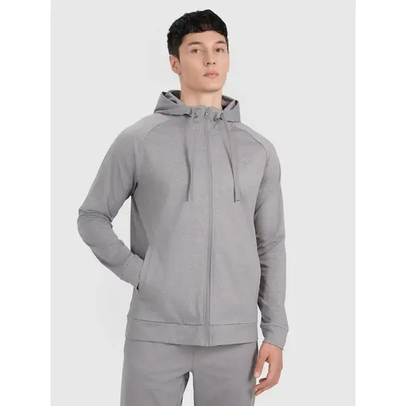 4F zapinana treningowa bluza męska z drapanej dzianiny 4FWMM00TFSWM654 szara, Kolor: szary, Rozmiar: S