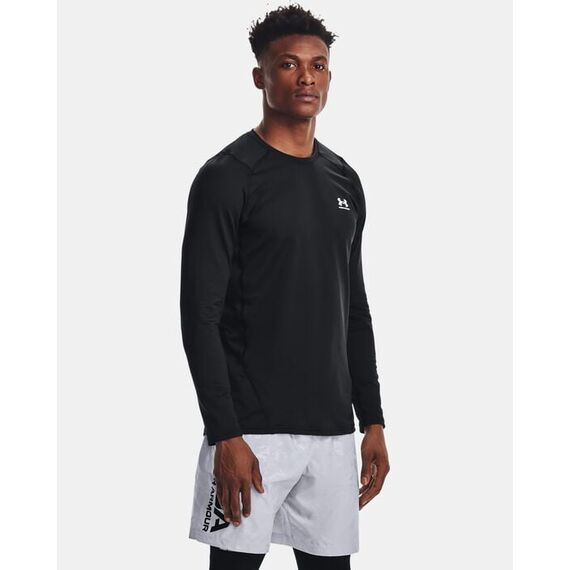 UNDER ARMOUR koszulka sportowa męska z długim rękawem Fitted Crew czarna, Kolor: czarny, Rozmiar: XXL