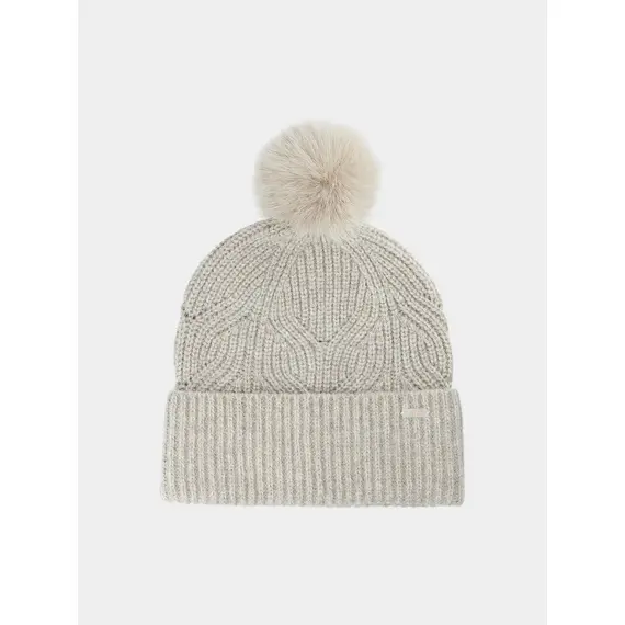 4F czapka damska zimowa z pomponem 4FWAW25ACAPF620 beżowa, Kolor: beżowy, Rozmiar: S