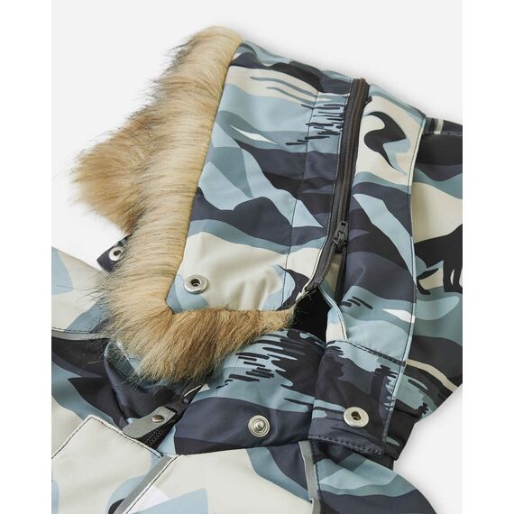 REIMA kombinezon zimowy z futerkiem Lappi beżowo-niebieski, Kolor: beżowy, Rozmiar: 86 cm, 5 zdjęcie