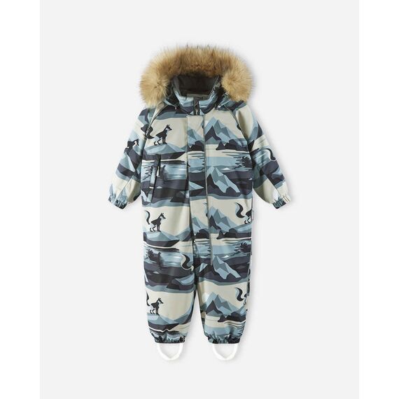 REIMA kombinezon zimowy z futerkiem Lappi beżowo-niebieski, Kolor: beżowy, Rozmiar: 92 cm