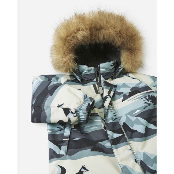 REIMA kombinezon zimowy z futerkiem Lappi beżowo-niebieski, Kolor: beżowy, Rozmiar: 80 cm, 3 zdjęcie