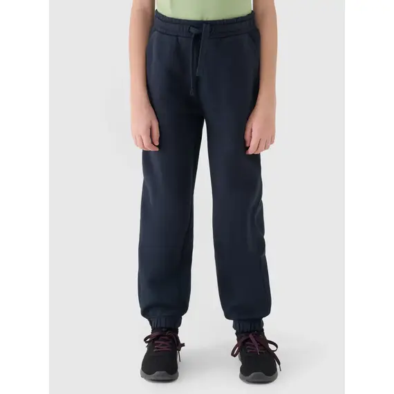 4F spodnie z dzianiny chłopięce z meszkiem wewnątrz 4FJWMM00TTROM1510 granatowe, Kolor: granatowy, Rozmiar: 134