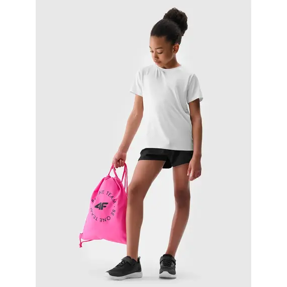 4F zestaw na w-f dla dziewczynki koszulka, spodenki , worek 4FJWAW25TAPSF081, Kolor: czarny, Rozmiar: 134/140