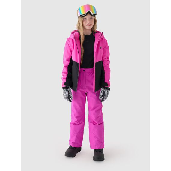 4F ocieplane spodnie narciarskie na szelki 4FJWAW25TFTRF0948 różowe, Kolor: różowy, Rozmiar: 122, 5 zdjęcie