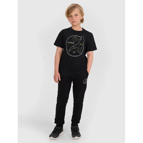 4F spodnie chłopięce z miękkim meszkiem wewnątrz 4FJWAW25TTROM1258 czarne, Kolor: czarny, Rozmiar: 146