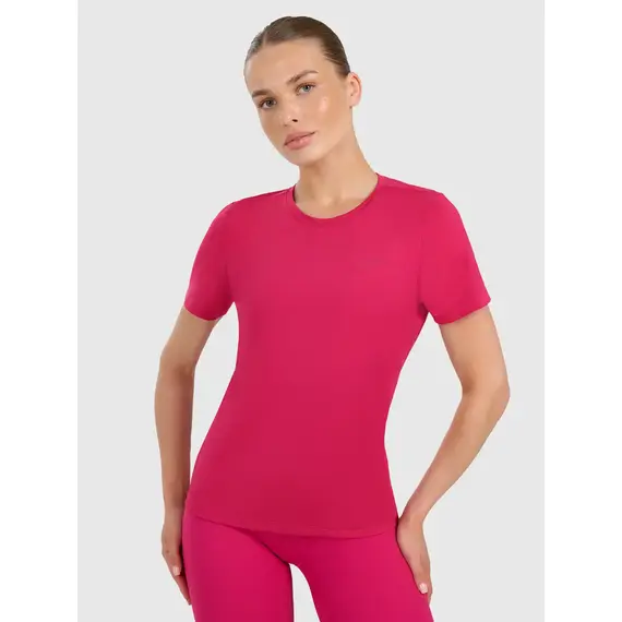 4F Tshirt damski funkcyjny z wykończeniem szybkoschnącym 4FWAW25TFTSF1516 różowy, Kolor: różowy, Rozmiar: XS