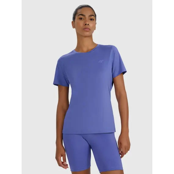 4F Tshirt damski funkcyjny z wykończeniem szybkoschnącym 4FWAW25TFTSF1516 niebieski, Kolor: granatowy, Rozmiar: L, 2 zdjęcie
