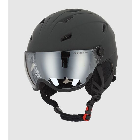 4F kask narciarski z wbudowanymi goglami i regulowaną wentylacją U096 szary, Kolor: szary, Rozmiar: 55-59