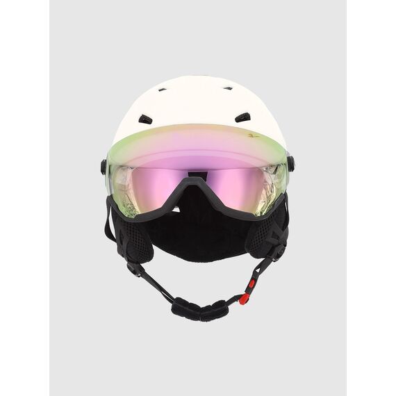4F kask narciarski z wbudowanymi goglami i regulowaną wentylacją U096 biały, Kolor: biały, Rozmiar: 58-61, 2 zdjęcie