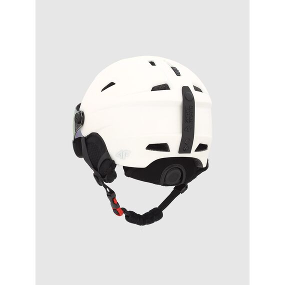 4F kask narciarski z wbudowanymi goglami i regulowaną wentylacją U096 biały, Kolor: biały, Rozmiar: 52-56, 3 zdjęcie