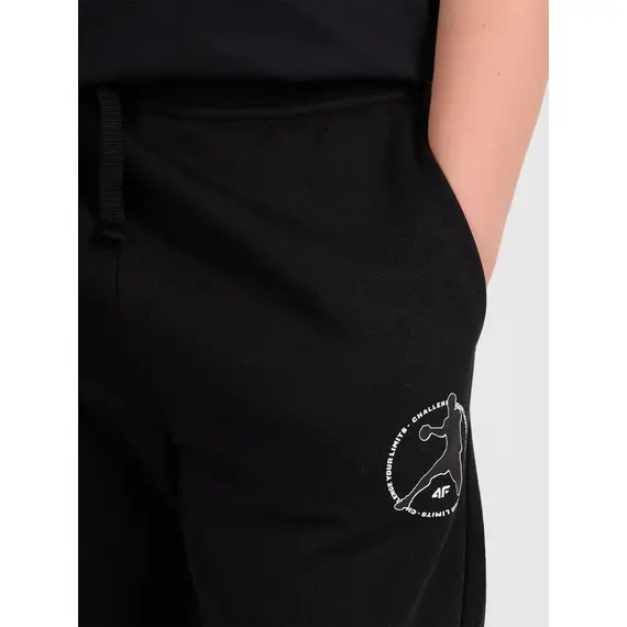 4F spodnie chłopięce z miękkim meszkiem wewnątrz 4FJWAW25TTROM1258 czarne, Kolor: czarny, Rozmiar: 146, 3 zdjęcie