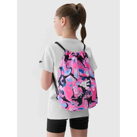 4F zestaw na w-f dla dziewczynki koszulka, spodenki i worek na buty 4FJWAW25TAPSF082, Kolor: czarny, Rozmiar: 122/128, 2 zdjęcie