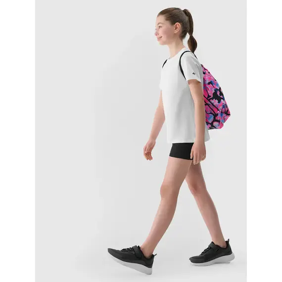 4F zestaw na w-f dla dziewczynki koszulka, spodenki i worek na buty 4FJWAW25TAPSF082, Kolor: czarny, Rozmiar: 146/152