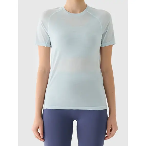 4F t-shirt sportowy damski koszulka z wełną merino 4FWAW25TFTSF1527 niebieskie, Kolor: niebieski, Rozmiar: S