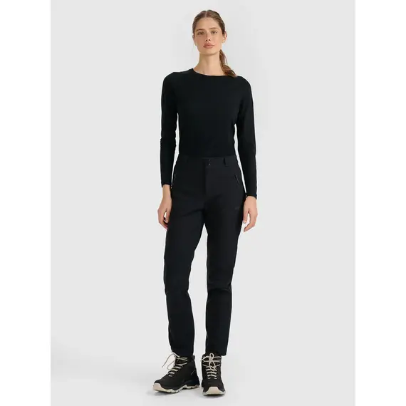 4F spodnie softshell z membraną i kieszeniami na zamek 4FWAW25TFTRF0988 czarne, Kolor: czarny, Rozmiar: S