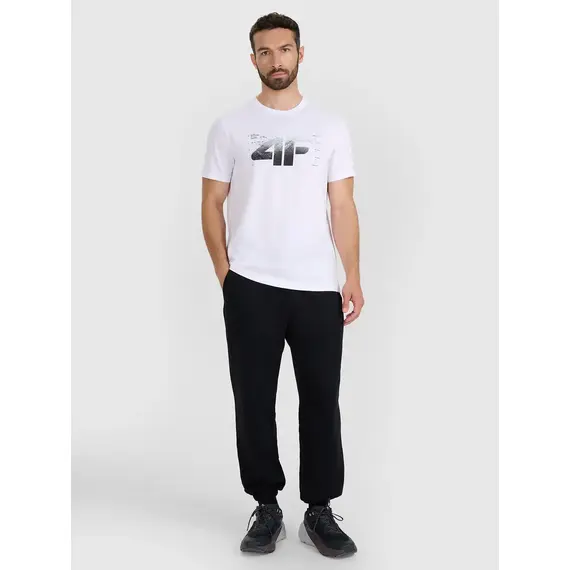 4F spodnie dresowe męskie z dzianiny brush 4FWAW25TTROM1211 czarne, Kolor: czarny, Rozmiar: XL