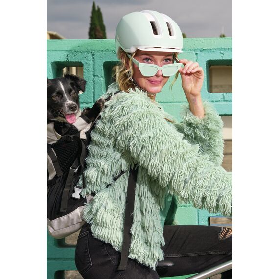 ABUS kask rowerowy dla kobiet z oświetleniem LED HUD-Y pure błękitny, Kolor: niebieski, Rozmiar: L, 5 zdjęcie