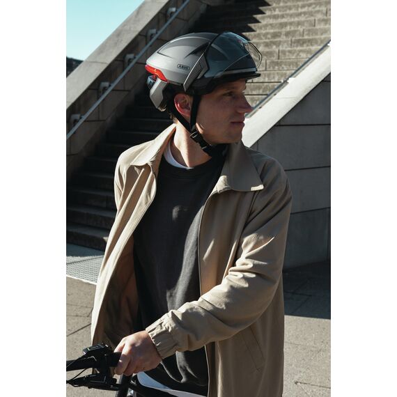 ABUS kask rowerowy z inteligentnym oświetleniem HYP-E ACE szary, Kolor: szary, Rozmiar: S, 5 zdjęcie