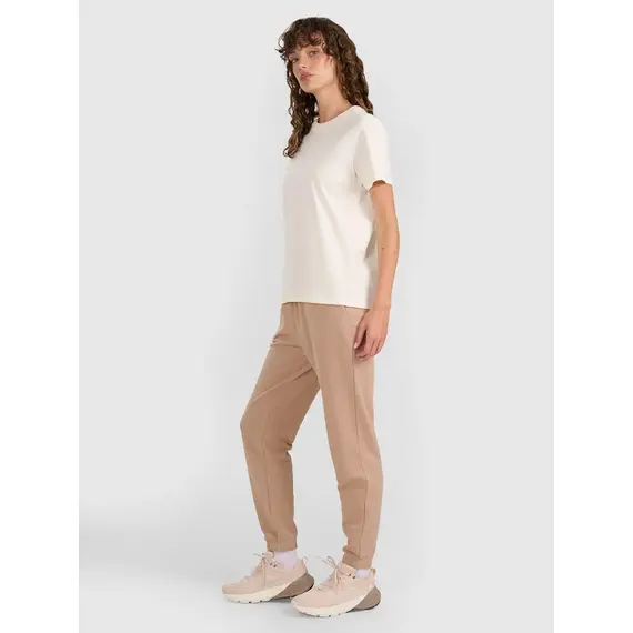 4F spodnie dresowe damskie z kieszeniami 4FWAW25TTROF1269 beżowe, Kolor: beżowy, Rozmiar: XL, 4 zdjęcie