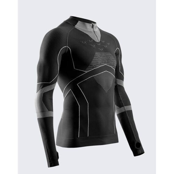 Koszulka męska X-Bionic ENERGY ACCUMULATOR LIGHT SHIRT LS 1/2 ZIP czarna, Kolor: czarny, Rozmiar: XXL