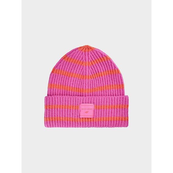 4F czapka bawełniana dziecięca zimowa F417 fuksjowa, Kolor: Fuksja, Rozmiar: one size