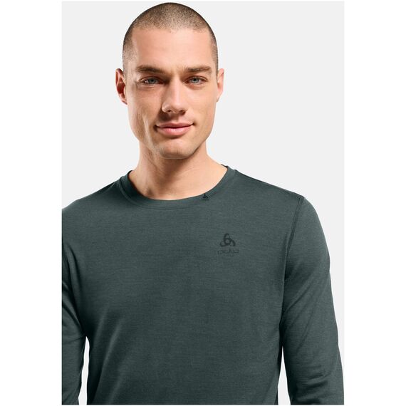 ODLO Bielizna termoaktywna z długim rękawem BL TOP crew neck l/s MERINO 200 zielona, Kolor: zielony, Rozmiar: S, 4 zdjęcie