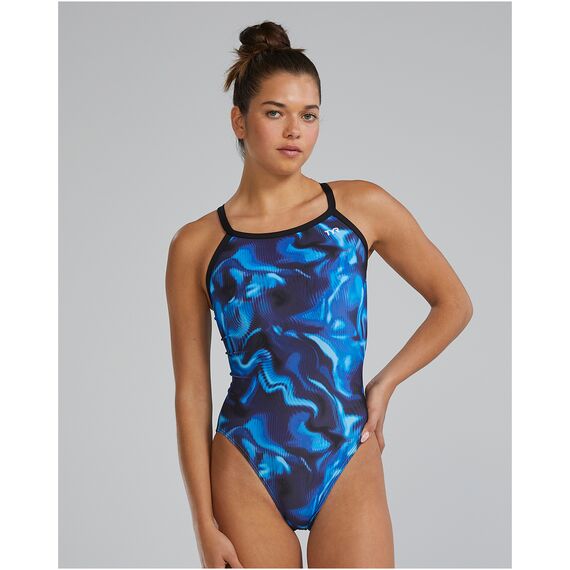 TYR Strój pływacki damski Tyr Diamondfit Durafast Elite Waveform, Kolor: czarny, Rozmiar: 34