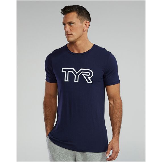 TYR Koszulka męska TRI LG LOGO TEE -UX, Kolor: niebieski, Rozmiar: L